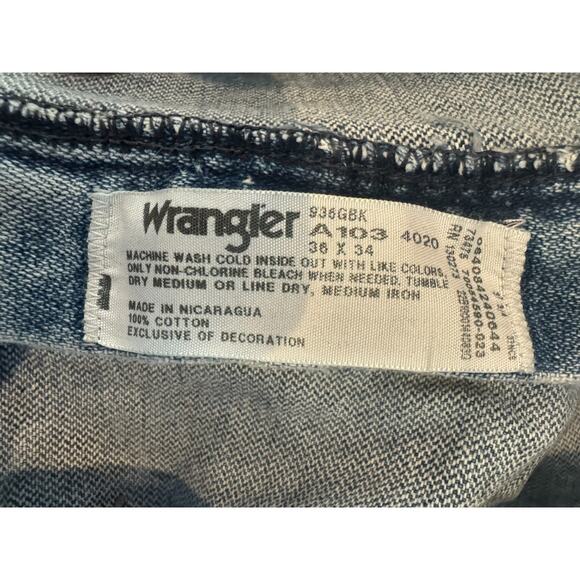 Wrangler A103 Men’s Cowboy Cut Blue Jeans 38x34 Classic Straight Leg Denim - Picture 7 of 7